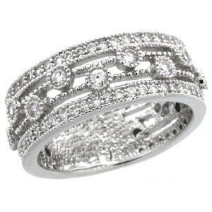 Sterling Silver Vintage Ring CZ Wedding Band